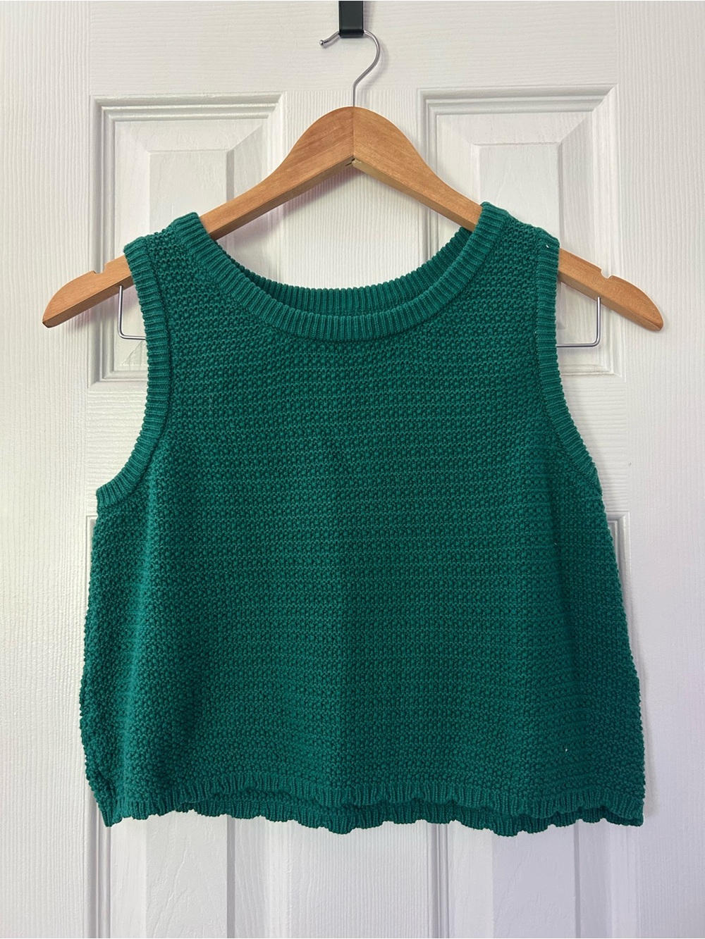 Roots Green Knit Sleeveless Crop Tank